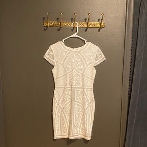 Lulu's Elegant White Embroidered Mini Dress